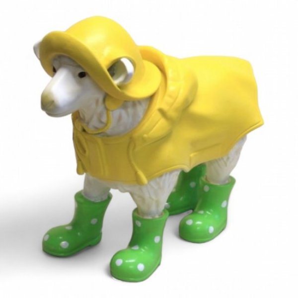 Schaf im Mantel mit Gummistiefel grün, klein